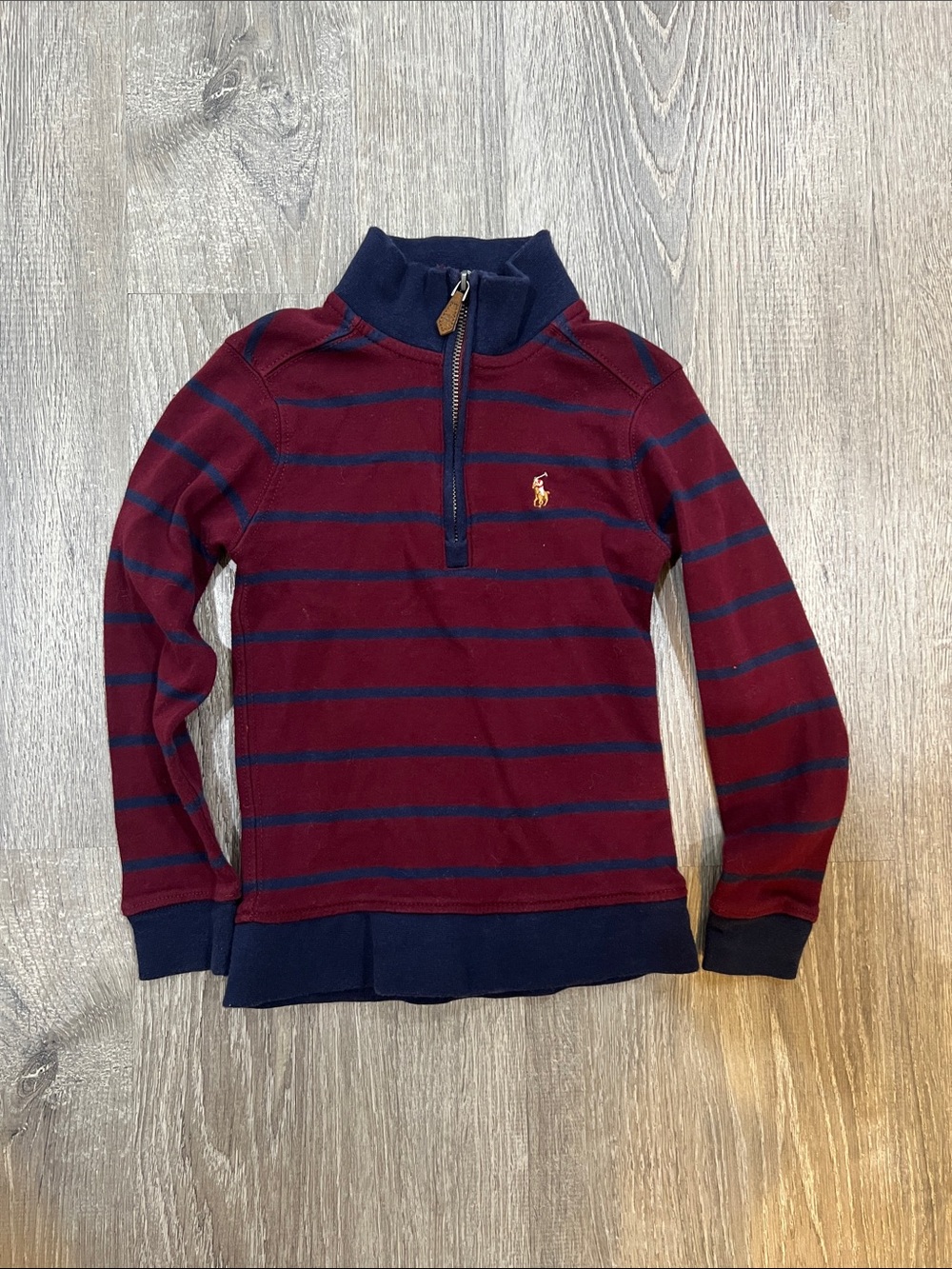 Polo by Ralph Lauren Burgundy & Navy Striped Half-Zip Pullover